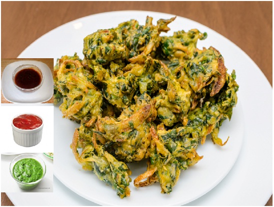 An Evening snack: Spinach pakoda (spinach fritters)