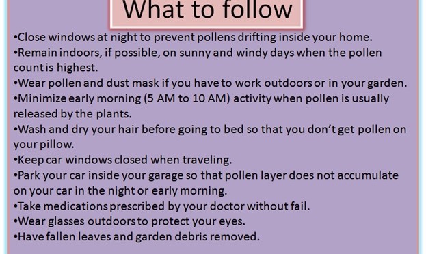 What to do during pollen seasons?