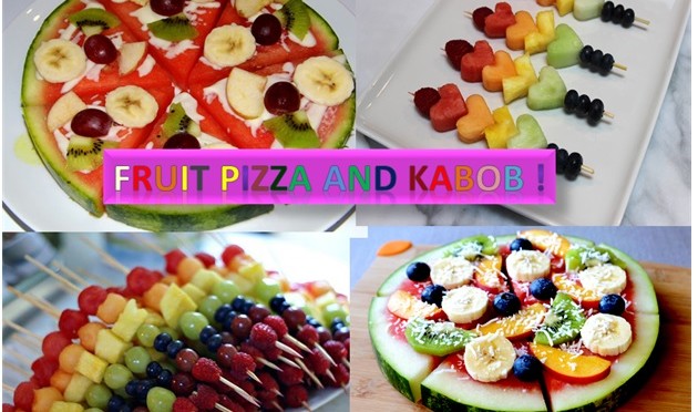 Fruit Pizza and Fruit Kabob and Dip