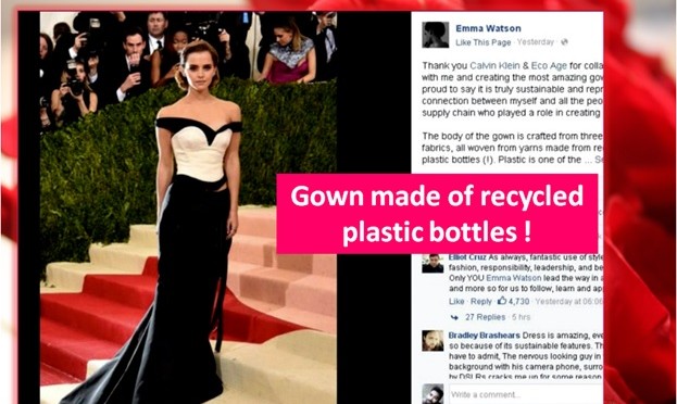 Gown made of recycled plastic for Emma Watson !