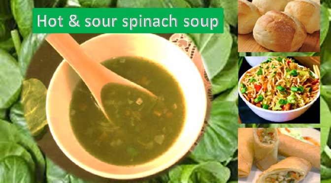 Spinach soup hot and sou