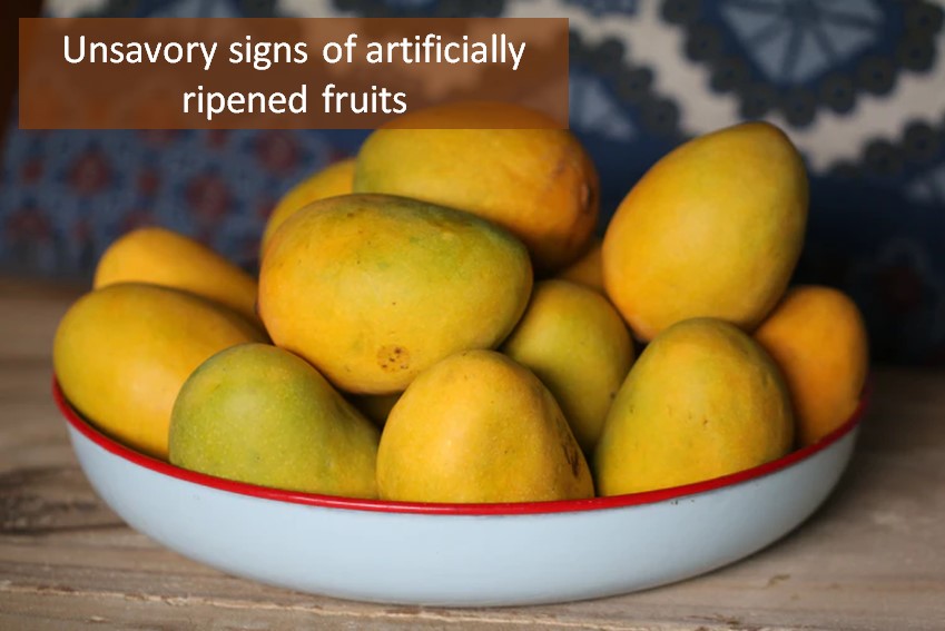Unsavory sign of artificially ripened fruits