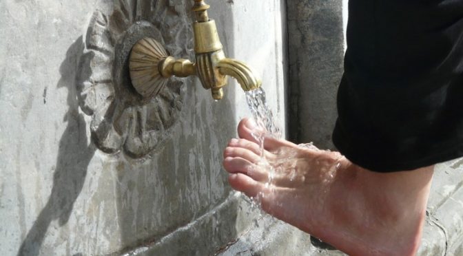 Washing legs and hands