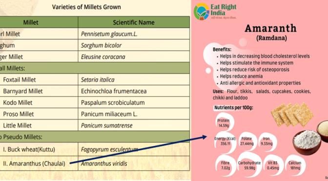 Few examples of millets grown in India and Asian countries