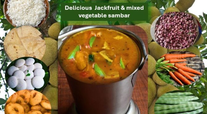 Jackfruit mixed veg sambar recipe