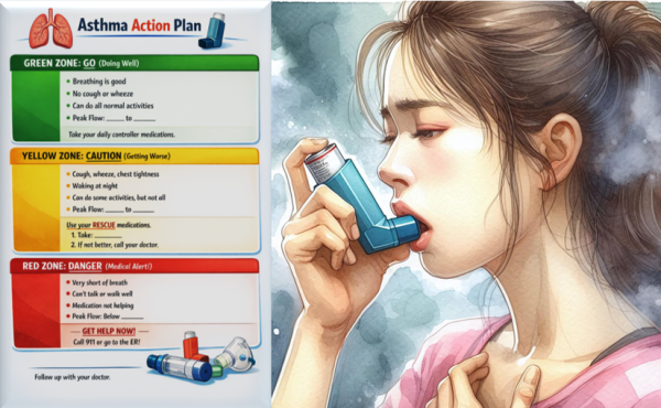 Asthma action plan, Asthma symptoms, breathing problem, lungs health, Asthma inhalers