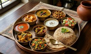 High satiety vegetarian Indian thali