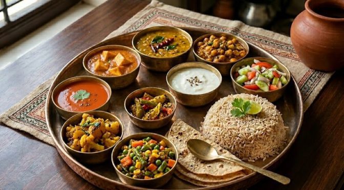 High satiety vegetarian Indian thali